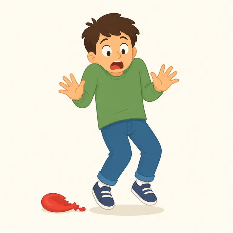 startle（驚かせる・動詞）の覚え方イラスト — こちらは「相手の反射スイッチを押す」動詞として覚えると区別しやすいです