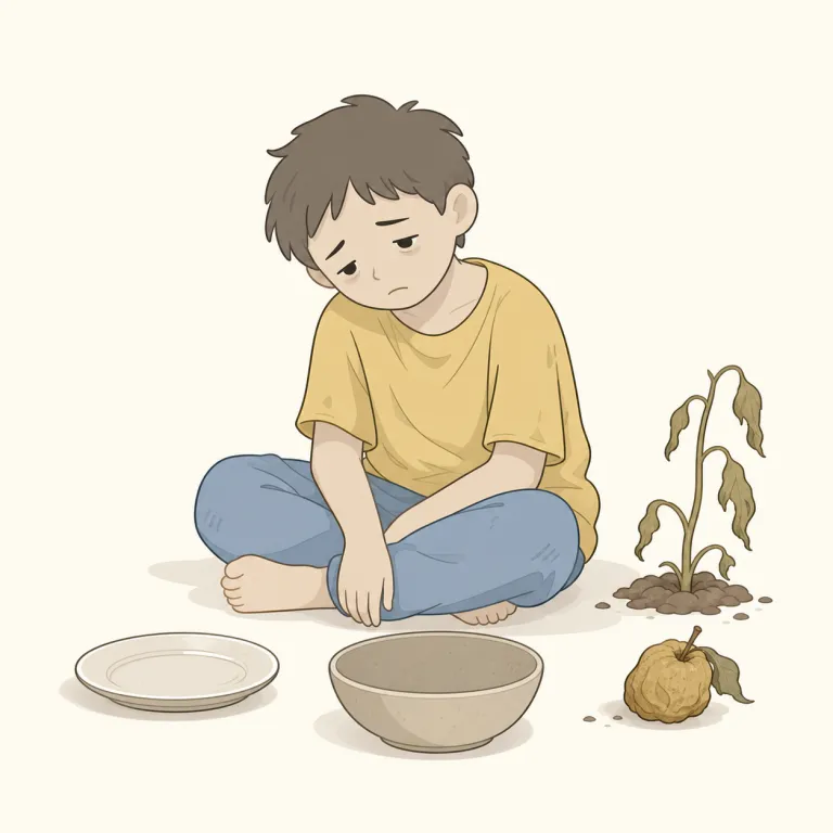 starve to death（飢え死にする・イディオム）の覚え方イラスト — まず starve を単体で「飢える・飢えさせる」と固定し、to death が付くと die を使わず「飢えて死ぬ」まで意味が強まる形だと覚える