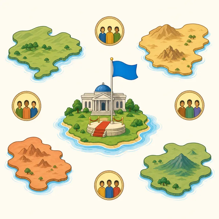 statehood（国家としての地位・名詞）の覚え方イラスト — state が「国・州・国家」、-hood が childhood / adulthood / brotherhood と同じ「その状態・身分」を表すと押さえると覚えやす…