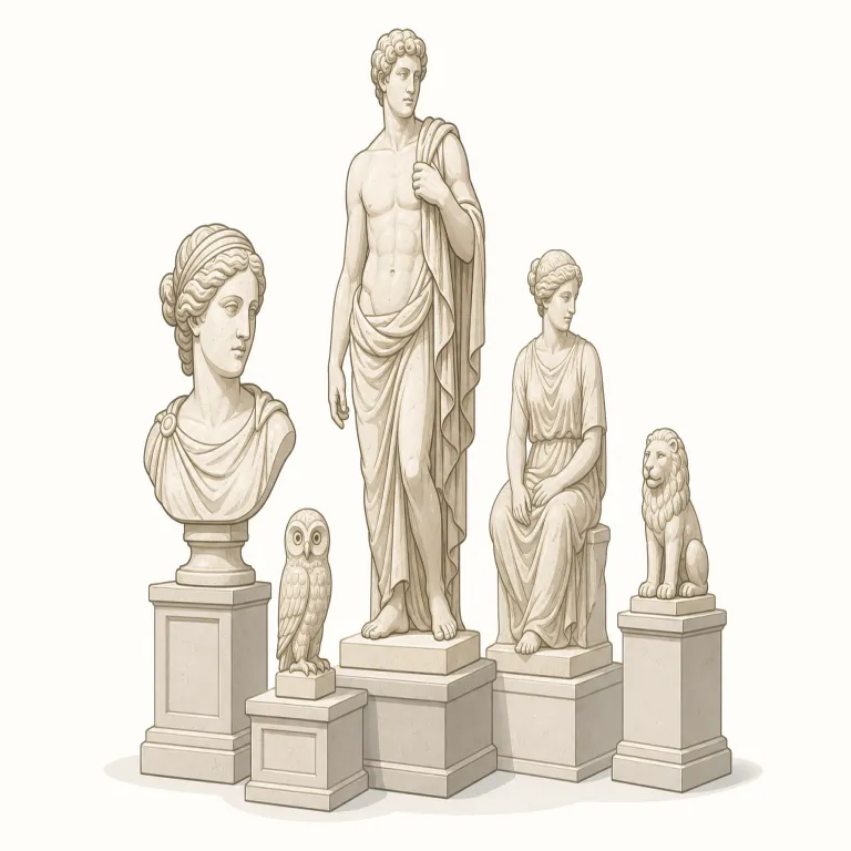 statuary（彫像類・名詞）の覚え方イラスト — statue「像」に近い形の言葉だと考えましょう