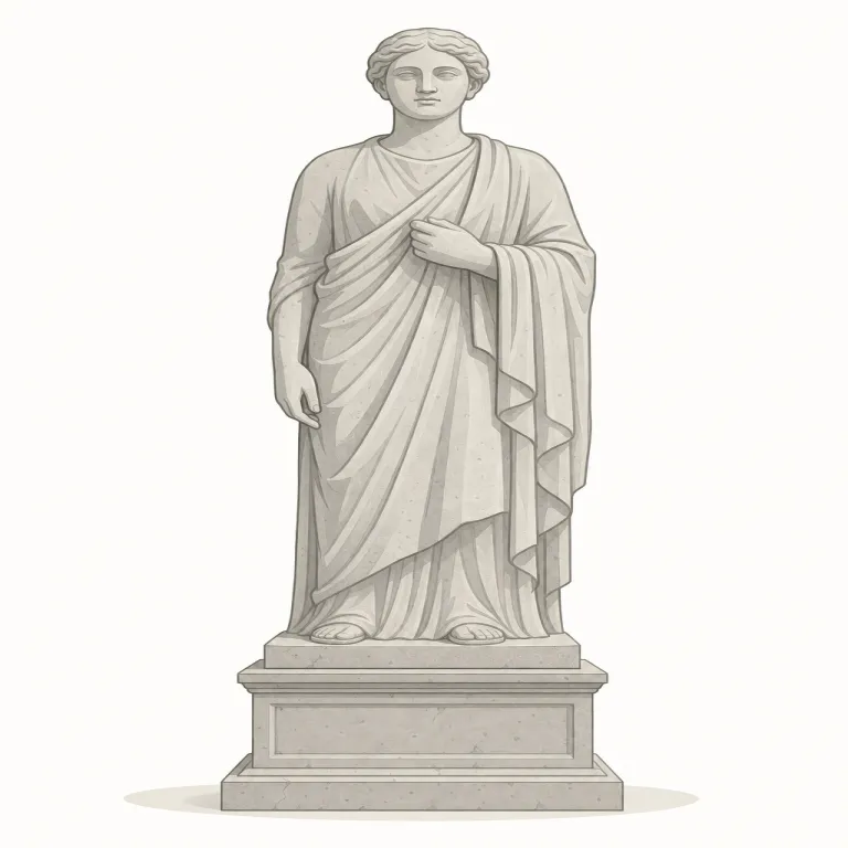 statue（彫像・名詞）の覚え方イラスト — statue は「公園や広場に立っている人や動物の形」を思い浮かべると定着しやすいです
