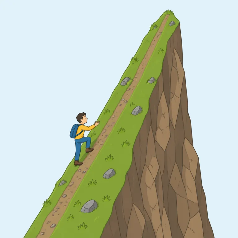 steep（急な・形容詞）の覚え方イラスト — steep を「急な」と覚えるときは、角度や変化の度合いがきつい場面に結びつけます