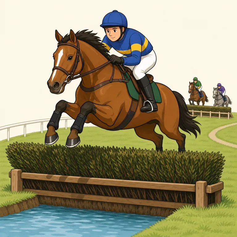 steeplechase（障害競走・名詞）の覚え方イラスト — まず chase=「追いかける」を核に置くと、ただ走る race ではなく、前を追いながら障害を越えて進む競走だと映像で覚えやすいです