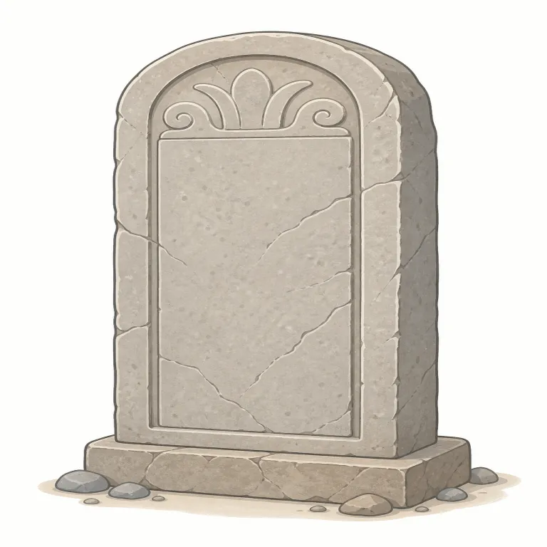 stele（石碑・名詞）の覚え方イラスト — この意味の stele は、単なる石柱ではなく、古代の記録や追悼のために立てられた「石碑」として覚える