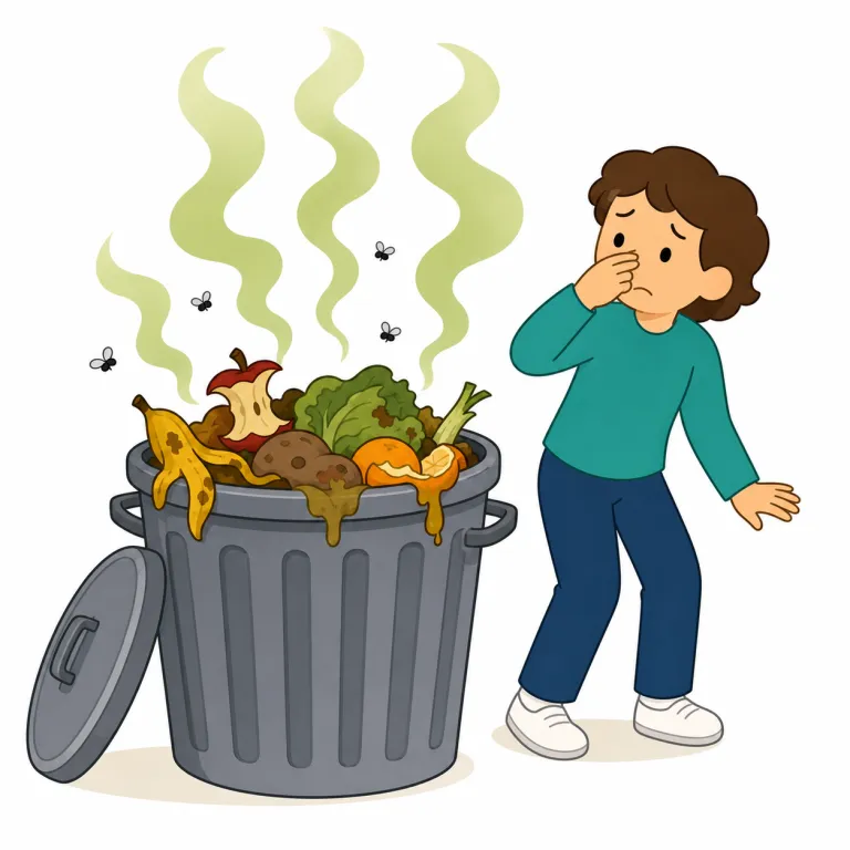 stench（悪臭・名詞）の覚え方イラスト — まず stink（臭う・悪臭を放つ）を知っていると覚えやすいです