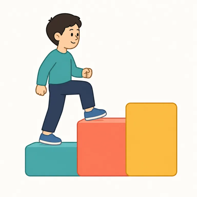 step（段階、手順、一歩・名詞）の覚え方イラスト — step はまず「足を一歩出す」場面で固定すると覚えやすい語です