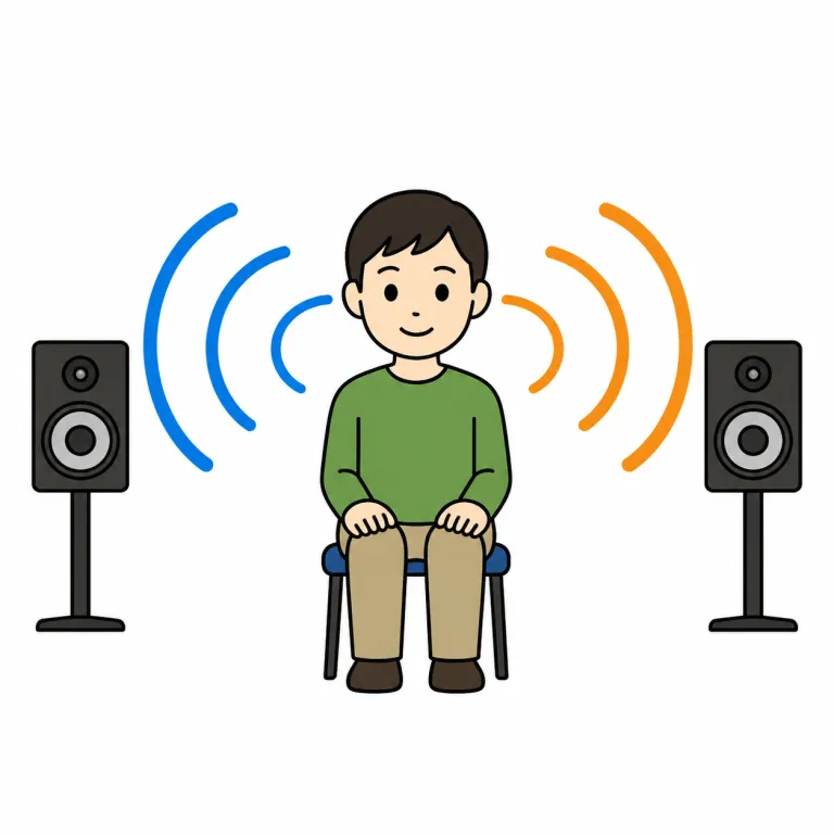 stereophonic（立体音響・adjective）の覚え方イラスト