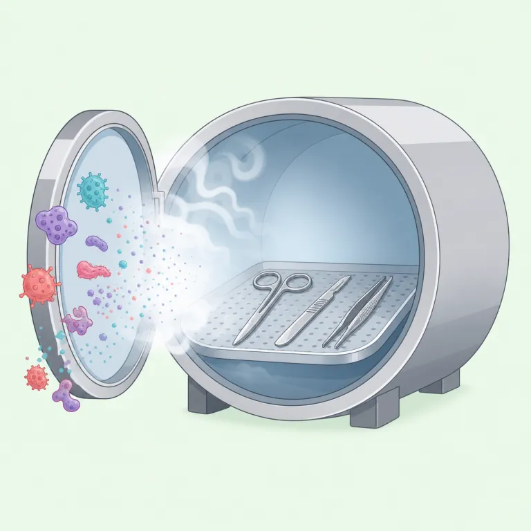 sterilization（滅菌、消毒・名詞）の覚え方イラスト — sterile は「菌がいない状態」と考えると覚えやすいです
