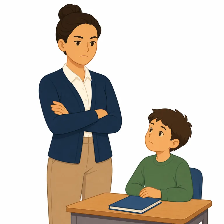 stern（厳しい・形容詞）の覚え方イラスト — stern は「厳しさ」が外ににじみ出る場面で覚えると使いやすい語です