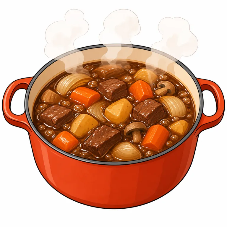 stew（煮込む・verb）の覚え方イラスト