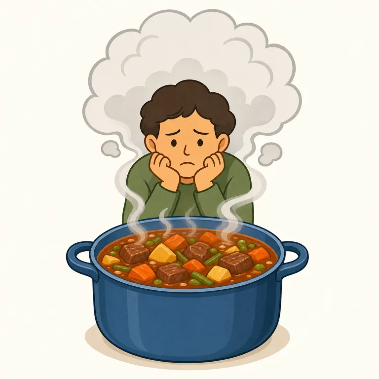 stewing（煮込み／くよくよする・名詞）の覚え方イラスト — stewing はまず基本形 stew を軸に覚える