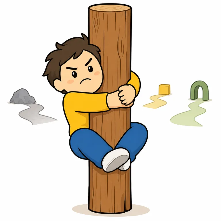 stick to（固執する・phrasal_verb）の覚え方イラスト