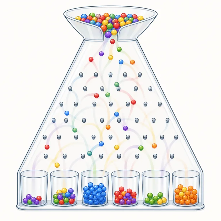 stochastic（確率的・形容詞）の覚え方イラスト — stochastic は deterministic（決定論的）の反対側に置くと覚えやすい語