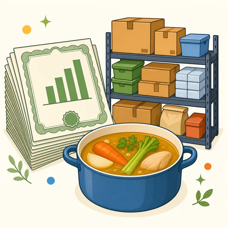 stock（株式、在庫、だし汁・名詞）の覚え方イラスト — stock は「手元に確保してあるもの」という1つの芯でまとめると覚えやすい語です