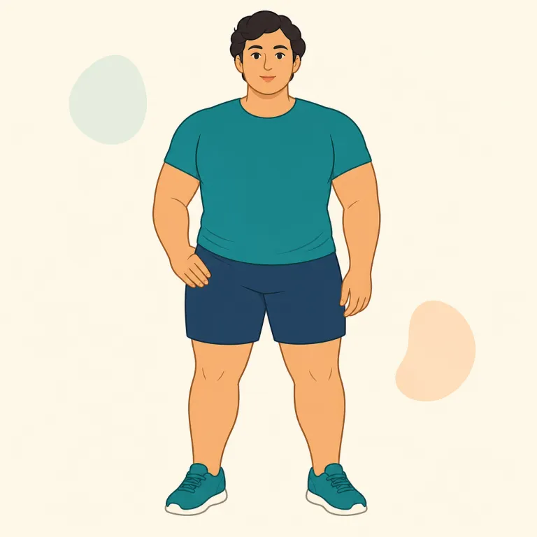 stocky（ずんぐりした・形容詞）の覚え方イラスト — stocky は体型を言う語で、まず stocky build / a stocky man の形で覚えると残りやすいです