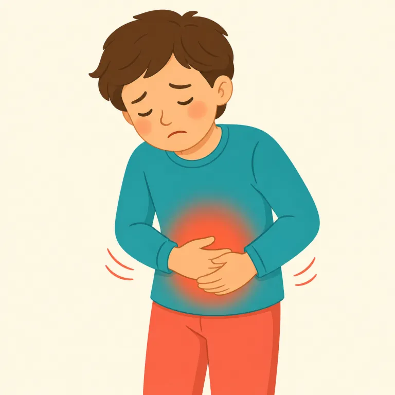 stomachache（腹痛・名詞）の覚え方イラスト — stomach（胃・おなか）＋ache（持続する鈍い痛み）の複合語