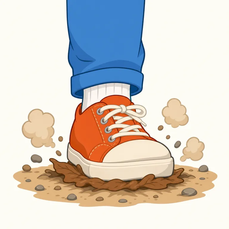 stomp（ドタドタ歩く・動詞）の覚え方イラスト
