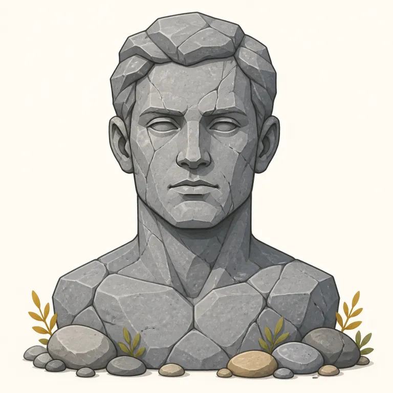 stony（石のような・形容詞）の覚え方イラスト — stony を「石のような」と読むときは、石に似た硬さ・冷たさ・動かなさを表す比喩として捉えるとよいです