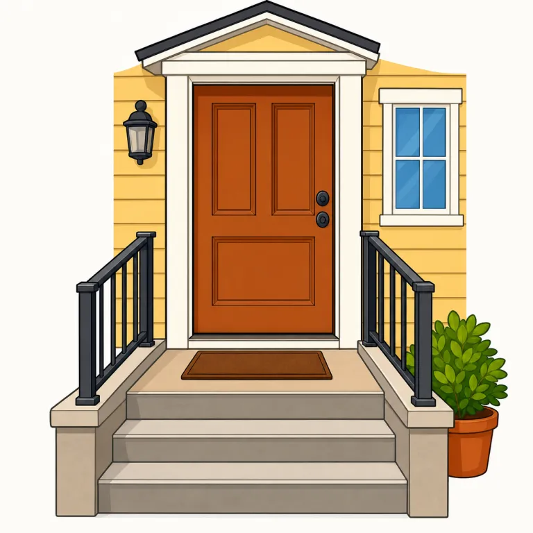 stoop（玄関先の階段・noun）の覚え方イラスト