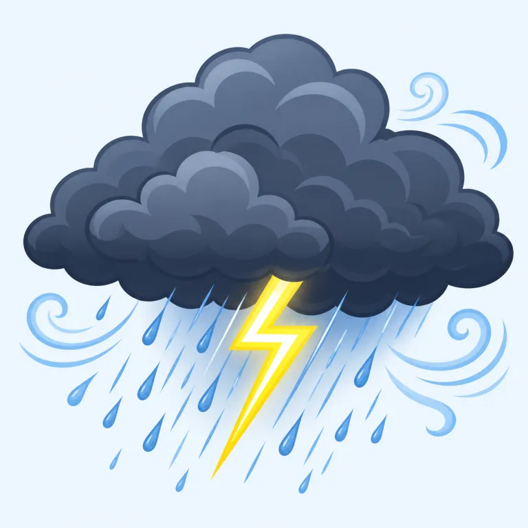 storm（怒って入る、出て行く・動詞）の覚え方イラスト — storm はまず名詞の「嵐」を思い出すと定着しやすい