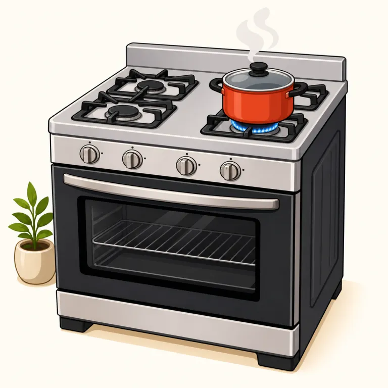 stove（コンロ、ストーブ・名詞）の覚え方イラスト — まず「火や熱を出す装置」の中心語として覚えると整理しやすい