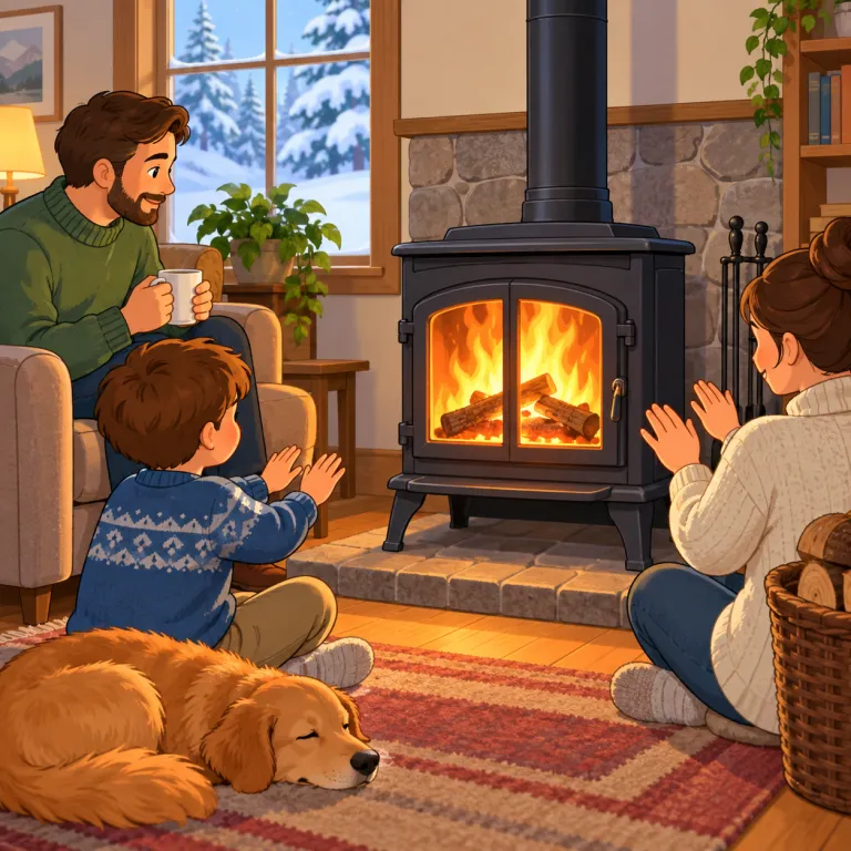 stove（暖房用ストーブ・noun）の覚え方イラスト