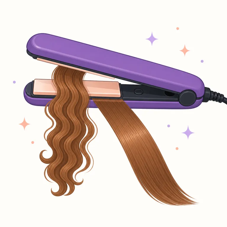 straightener（ストレートナー／矯正装置・名詞）の覚え方イラスト — straight が「まっすぐ」、straighten が「まっすぐにする」、-er が「その道具・するもの」