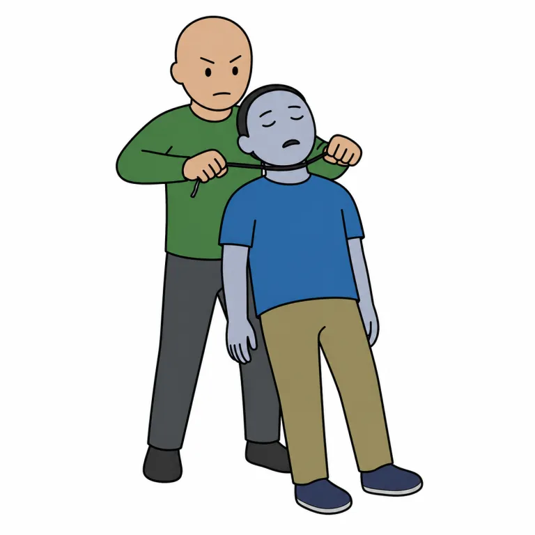 strangulation（絞殺・noun）の覚え方イラスト