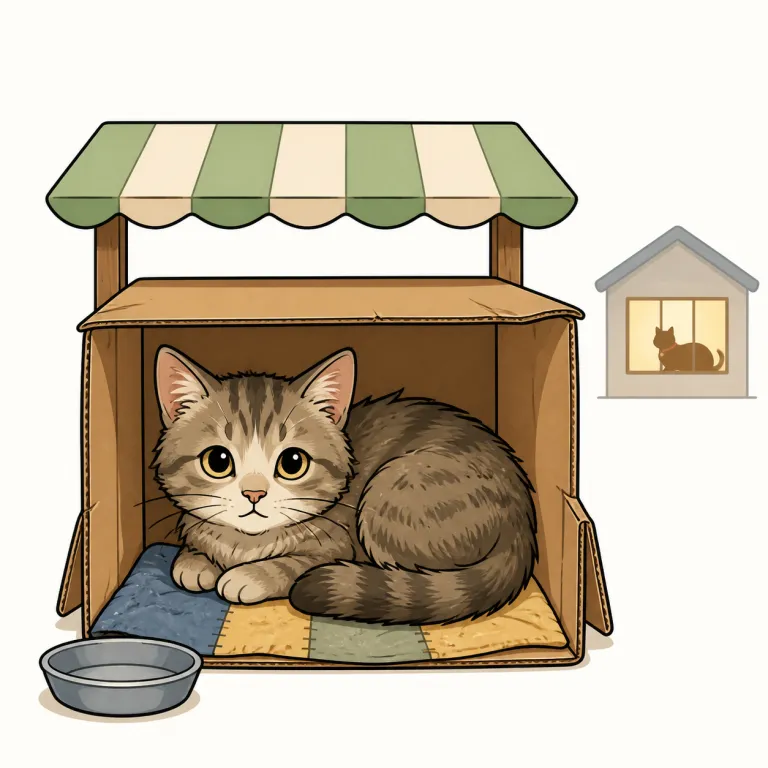 stray（野良の・adjective）の覚え方イラスト