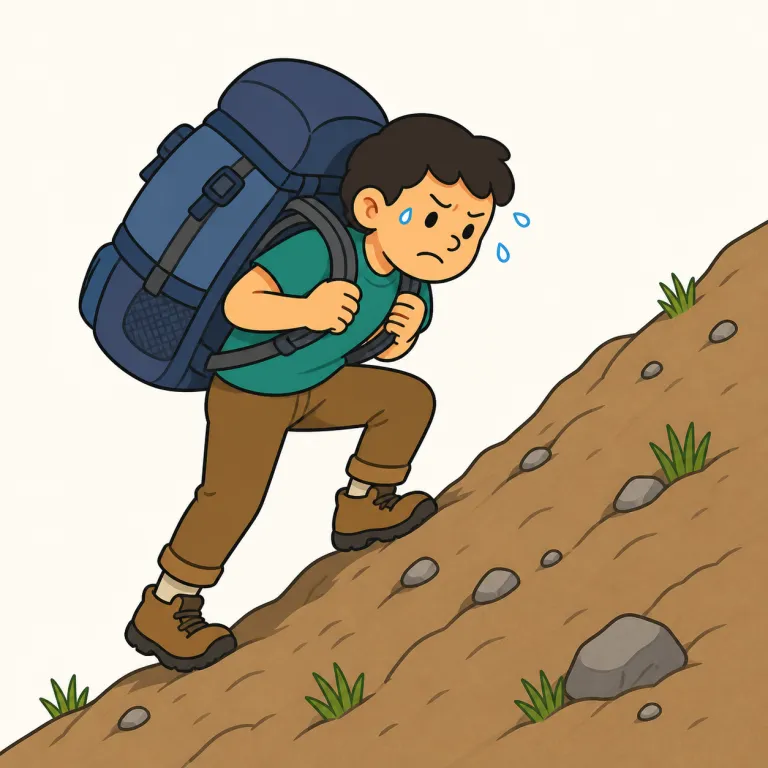 strenuous（激しい・形容詞）の覚え方イラスト — strenuous は「ただ強い」ではなく、「かなり骨が折れる」「へとへとになるほど負荷が高い」と覚えると定着しやすい