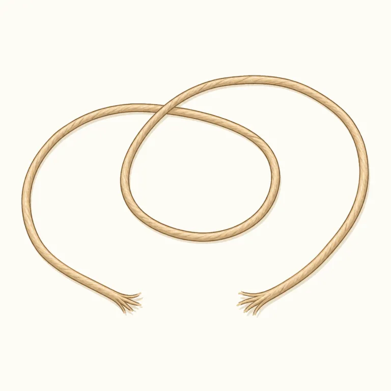 string（ひも・名詞）の覚え方イラスト — string の「ひも」は、物を結ぶ・束ねる・つるすための細く長い材料として覚えます