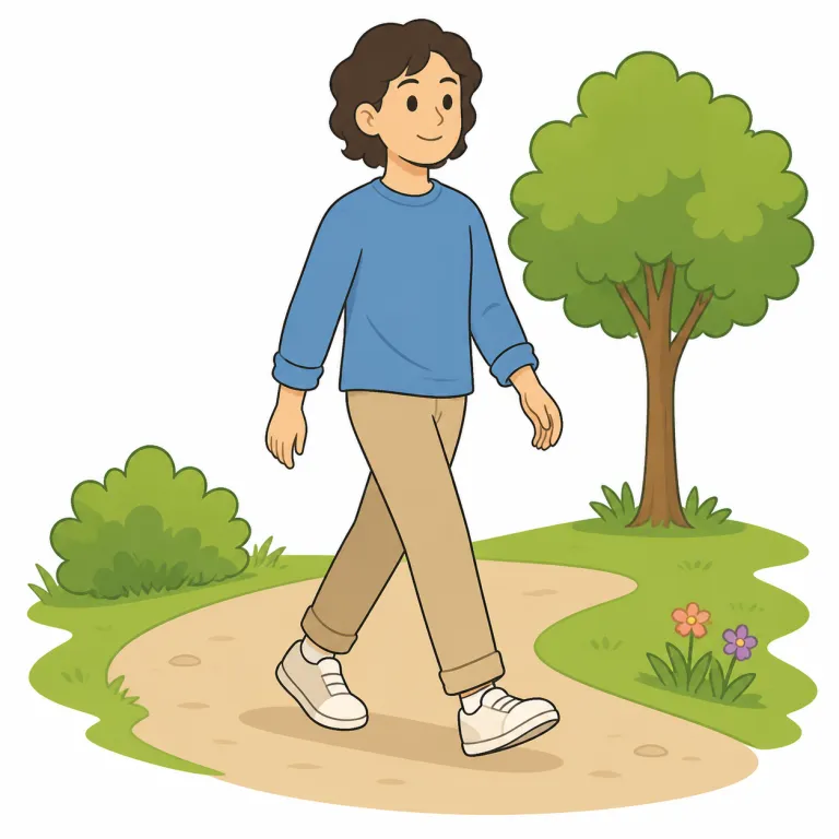 stroll（散歩・動詞）の覚え方イラスト — まず walk のゆっくり版として覚えると残りやすい語です