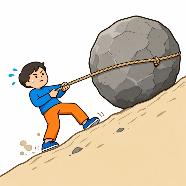 struggle（苦闘・noun）の覚え方イラスト