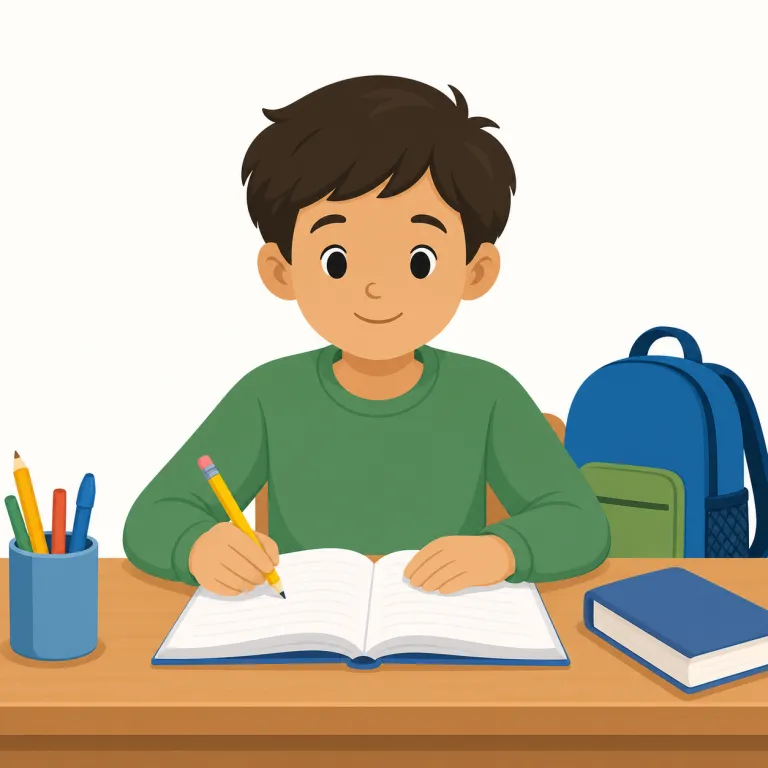student（生徒・名詞）の覚え方イラスト — student は study「勉強する」と形も意味も近く、「study する人」と考えると覚えやすい語です