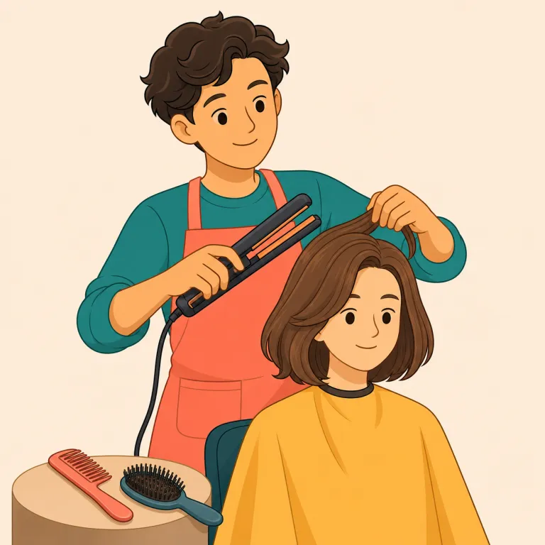 styler（整髪用器具、髪を整える人・名詞）の覚え方イラスト — style に -er が付いた「〜するもの／人」という形で押さえると覚えやすい語です