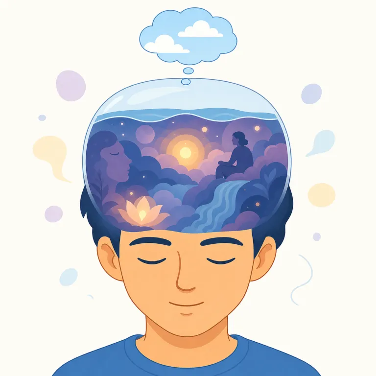 subconscious（潜在意識の・形容詞）の覚え方イラスト — sub-「下」+ conscious「意識している」から、「意識の画面には映っていないが、下で作動している」と考えると覚えやすいです