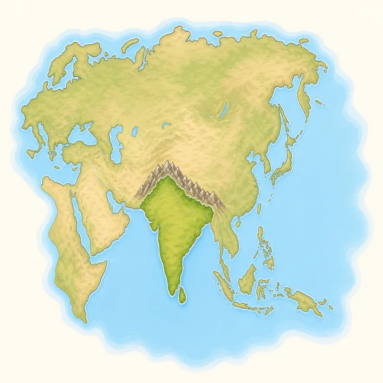 subcontinent（亜大陸・名詞）の覚え方イラスト — continent（大陸）が分かれば、その中の“大きな一まとまり”が subcontinent と押さえると覚えやすいです