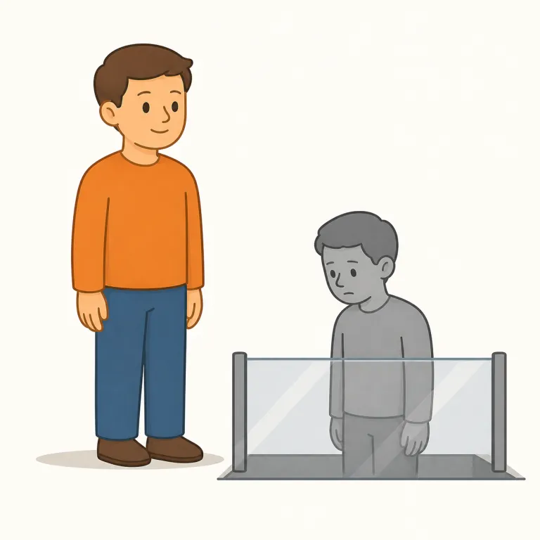 subhuman（人間以下の・形容詞）の覚え方イラスト — human が「人間」、sub- が subway, submarine, subtitle などにある「下・下位」の感覚だと押さえると、「人間の基準より下」という形で覚えやすい