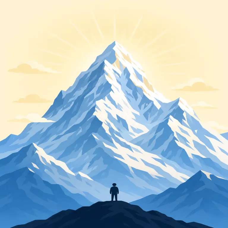sublime（崇高な・形容詞）の覚え方イラスト — この sublime は、単なる「すばらしい」ではなく、人を静かに圧倒するほど高く美しい「崇高な」という意味です