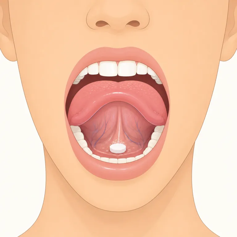 sublingual（舌下・形容詞）の覚え方イラスト — sub- は subway, subtitle などと同じく「下」の感覚、lingual は bilingual, multilingual の -lingual と同じで「舌・…