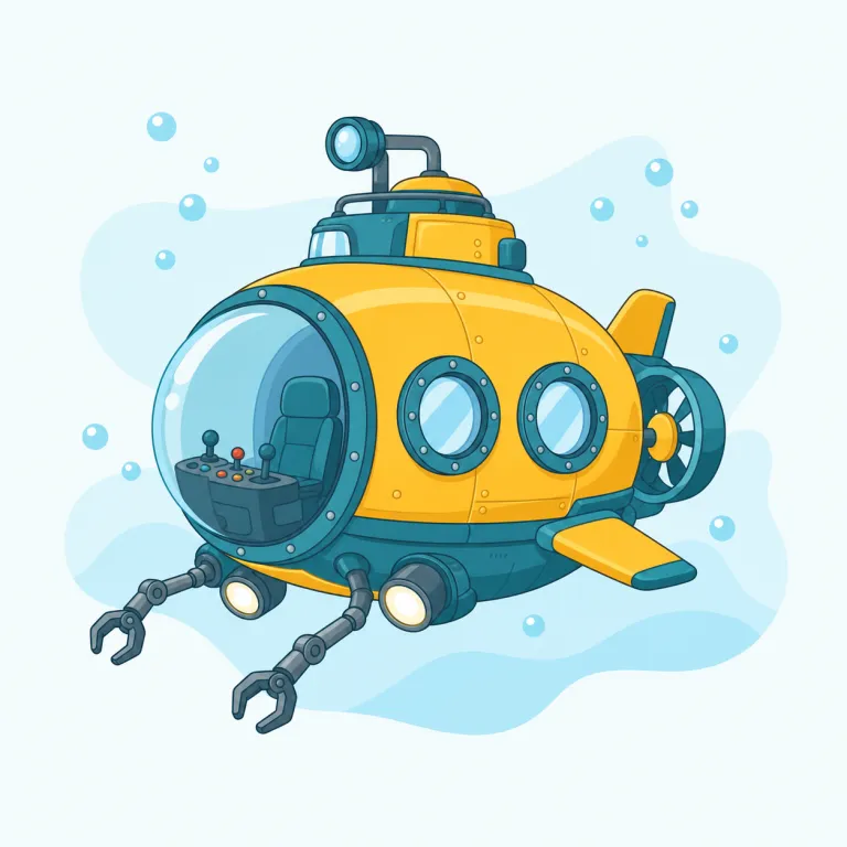 submersible（潜水艇・名詞）の覚え方イラスト — sub- は「下へ」、immerse や submerge を知っていれば「水中に入るもの」と連想しやすい語です
