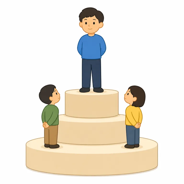 subordinate（下位の・形容詞）の覚え方イラスト — 会社の組織図で、箱が上から下へ並んでいる絵を思い浮かべると覚えやすい語です