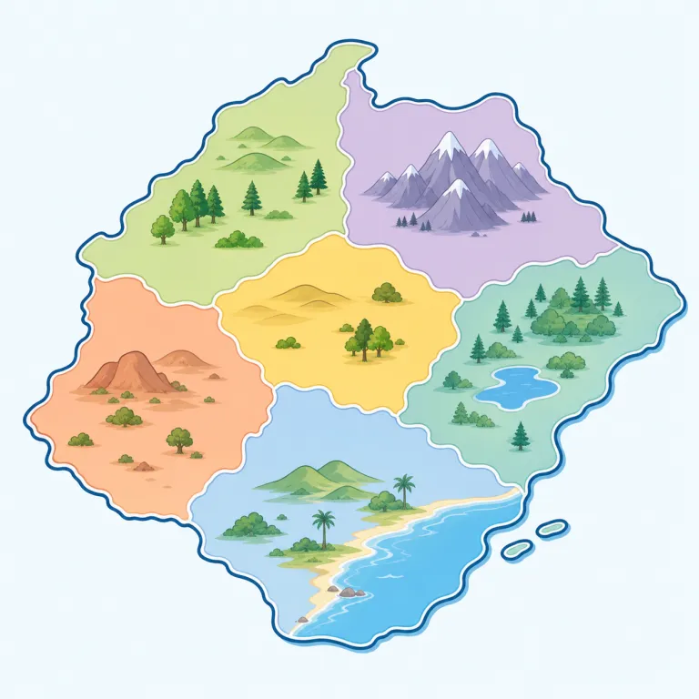subregions（小地域・名詞）の覚え方イラスト — subregions は、まず region「地域」が見えれば半分取れます