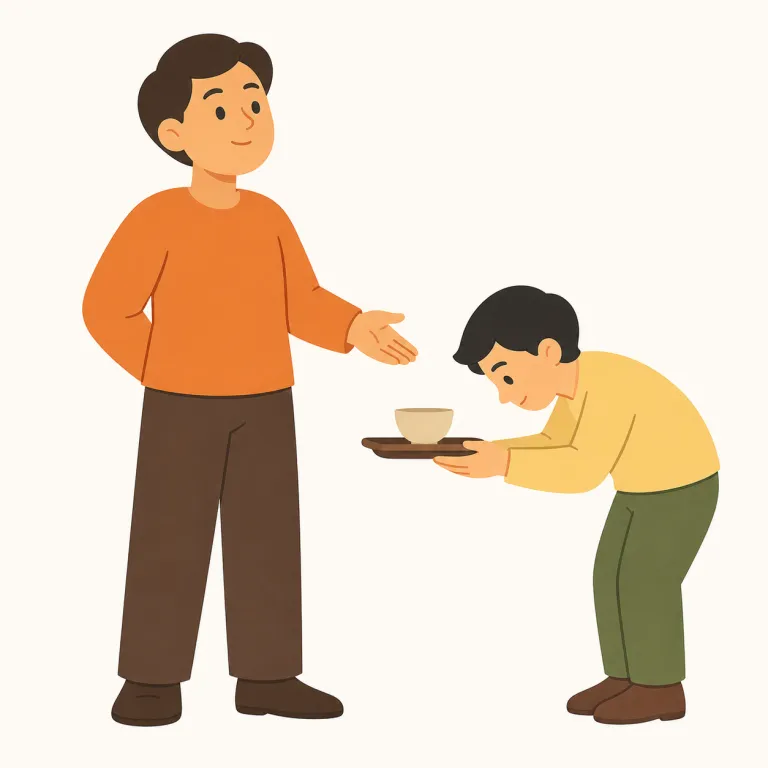 subservient（従順な・形容詞）の覚え方イラスト — serve, service, servant が頭にあると覚えやすい語