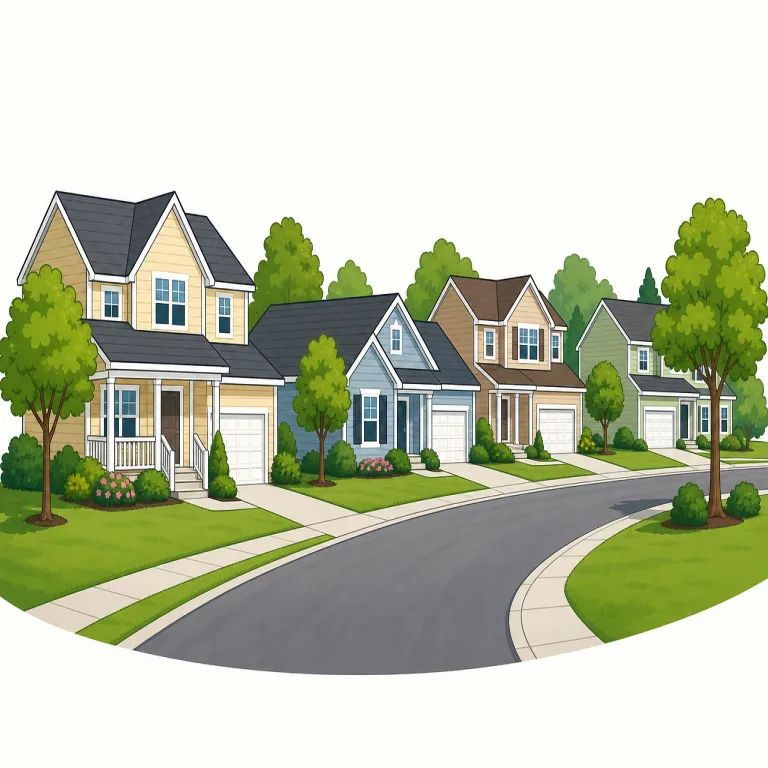 suburbia（郊外・名詞）の覚え方イラスト — まず基本語 suburb を確実に押さえると覚えやすいです