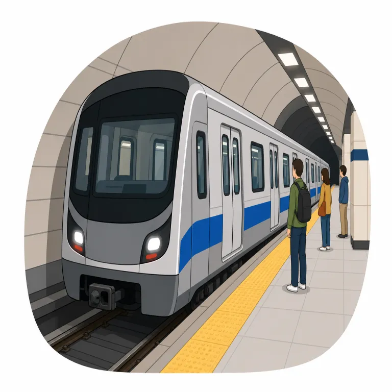 subway（地下鉄・名詞）の覚え方イラスト — このエントリの subway は、都市の地下を走る鉄道システムを指します