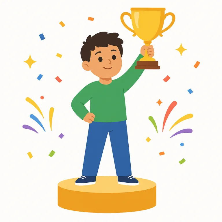 successful（成功した・形容詞）の覚え方イラスト — successful は success「成功」に -ful「満ちた」が付いた形で、目標を達成し、結果として高く評価される状態を表します