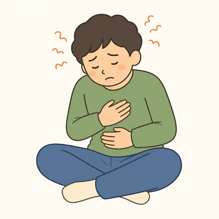suffer（苦しむ・動詞）の覚え方イラスト — suffer は、痛み・病気・ストレス・困難の中で「苦しむ」という意味です