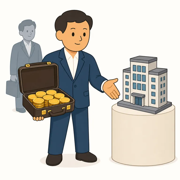 suitor（買収希望者・noun）の覚え方イラスト