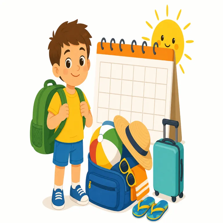 summer vacation starts soon（もうすぐ夏休みが始まる・フレーズ）の覚え方イラスト — 3つのかたまりで覚えると定着しやすいです
